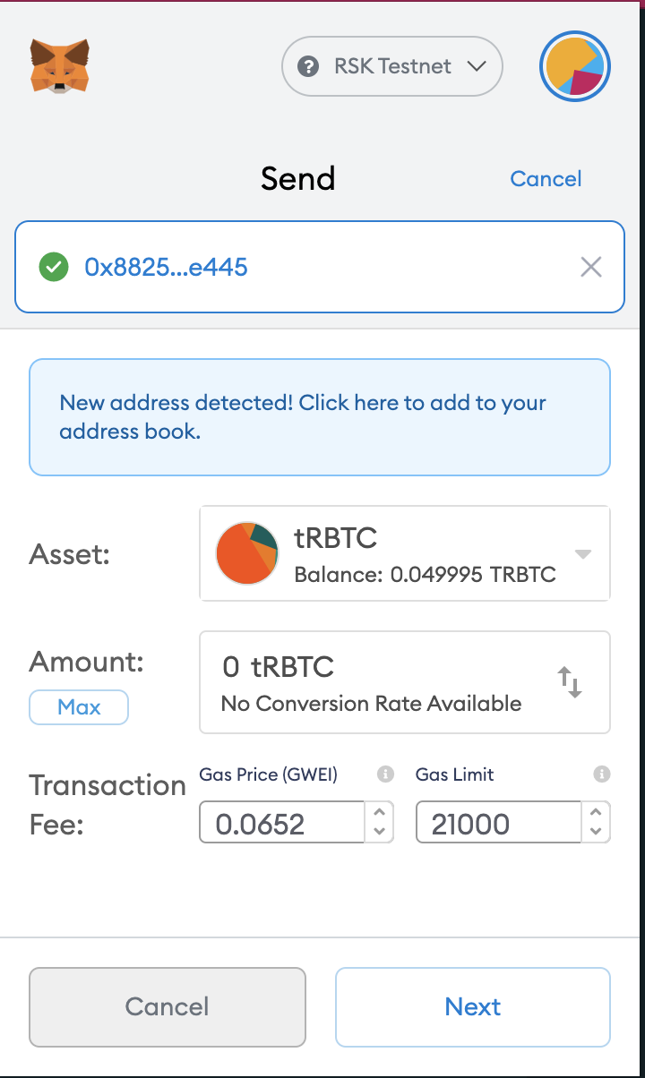 Metamask Address Detected